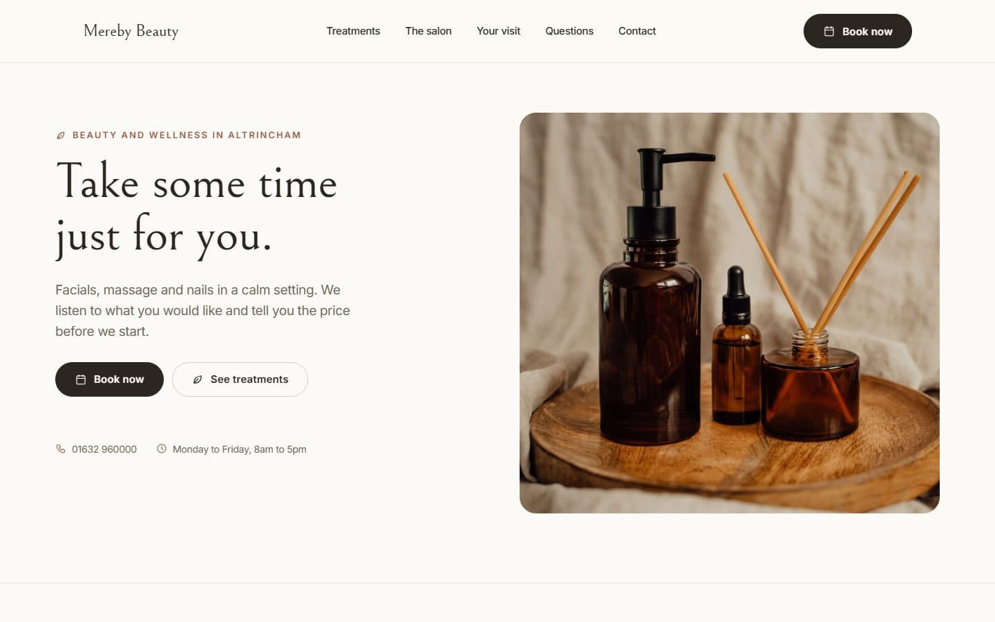 Mereby Beauty, a design example, on a computer