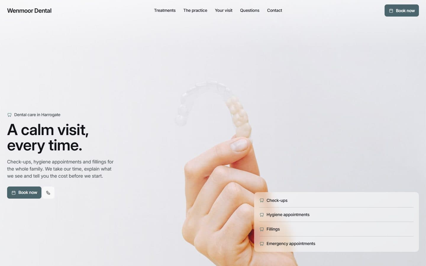 Wenmoor Dental, a design example, on a computer